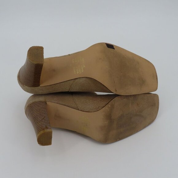 VTG Newport News Women 8 B Tan Leather Upper Square Ankle Boots Booties Boho - Picture 14 of 16